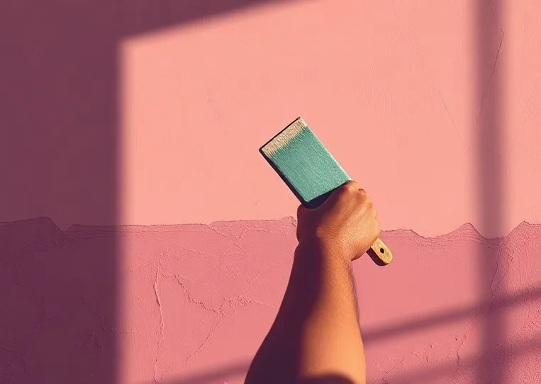 Application d'un enduit décoratif à la lisseuse sur un mur